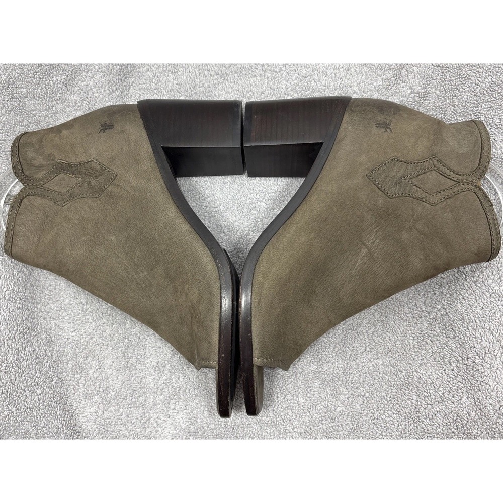 Frye Gray Leather Peep Toe Booties Danika 3478035 Heeled Ankle Boots Size 6.5 M - Picture 6 of 16